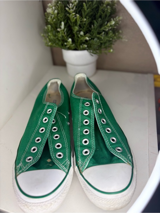 Converse Other - Converse Green Slip-On Canvas Low Top Sneakers